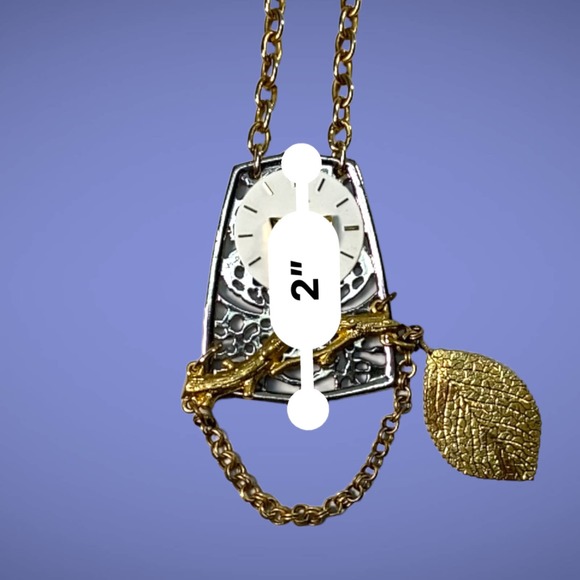 Unique Owl Tree Branch & Leaf Chain Necklace Two Tone Statement Hard to Find - Picture 9 of 10